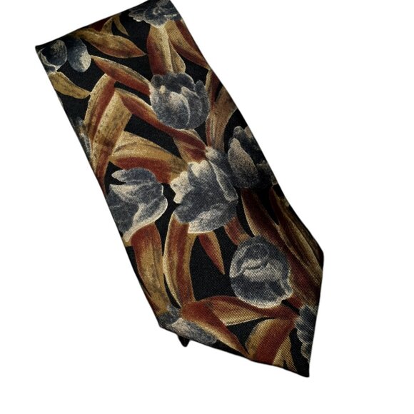 VTG Christian Dior Monsieur Tie Cocktail Party Fall Floral USA Made Italian Silk - Picture 2 of 11
